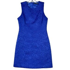 BLVD Blue Textured Classic Elegant Cocktail Formal Polished Dress Sz S